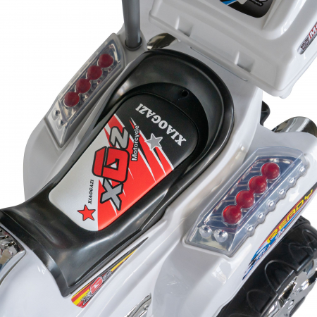 Motocicleta electrica Rich Baby copii cu baterie, muzica si girofar, culoare alb [8]