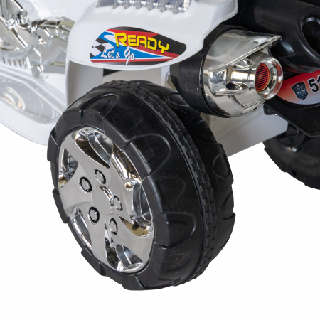 Motocicleta electrica Rich Baby copii cu baterie, muzica si girofar, culoare alb [5]