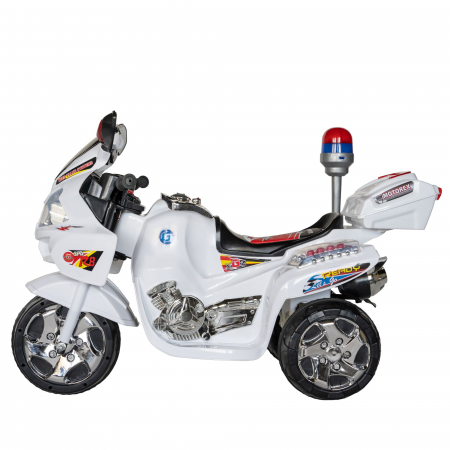 Motocicleta electrica Rich Baby copii cu baterie, muzica si girofar, culoare alb [4]