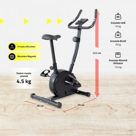 Bicicleta fitness exercitii TECHFIT B250N [10]