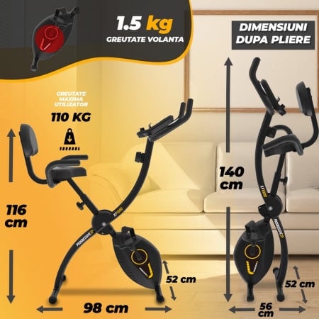 Bicicleta magnetica fitness pliabila Progressive XF100 [4]