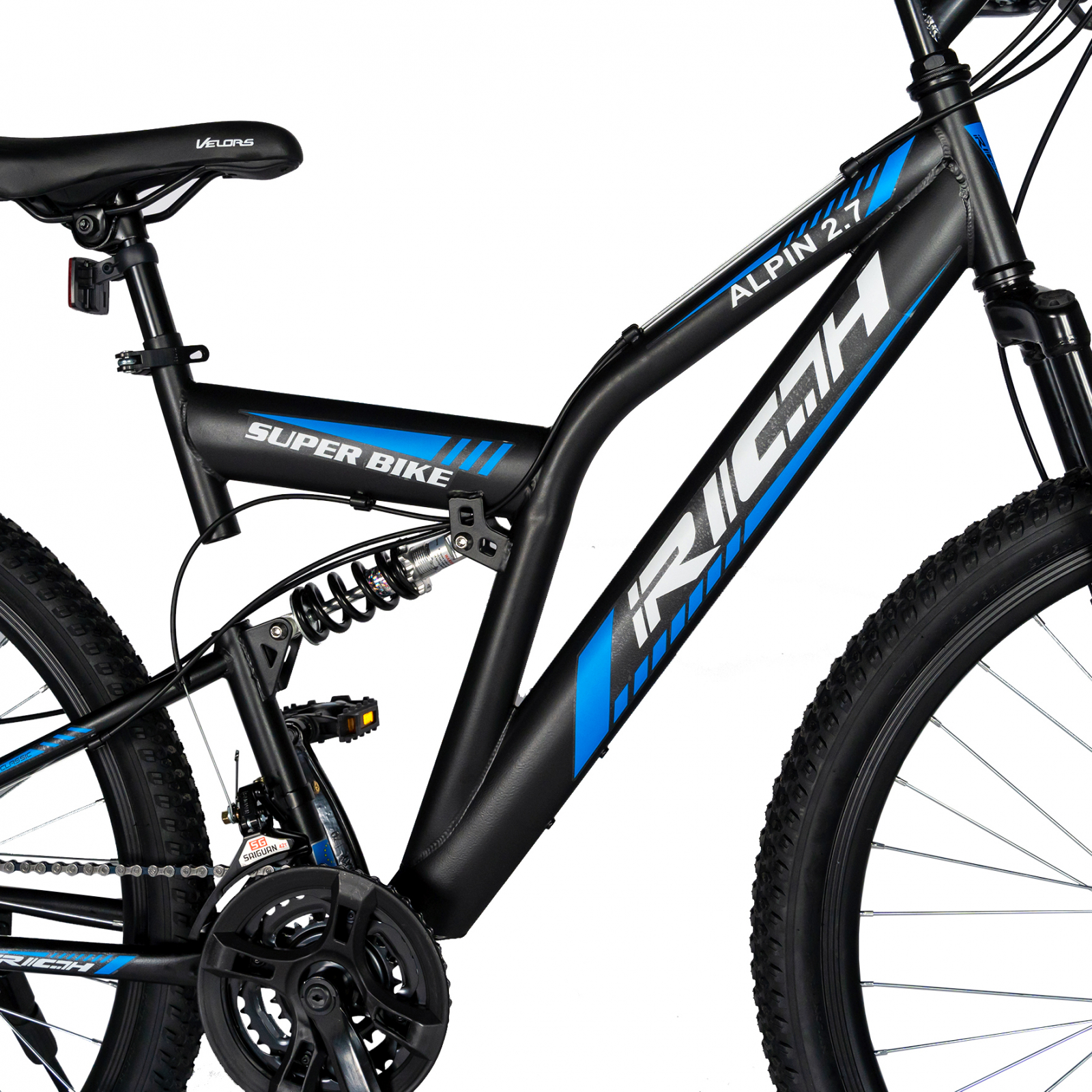 enclosure Lean coil Bicicleta munte, dubla suspensie, RICH R2750D, roata 27.5", frana disc, 18  viteze, negru/albastru