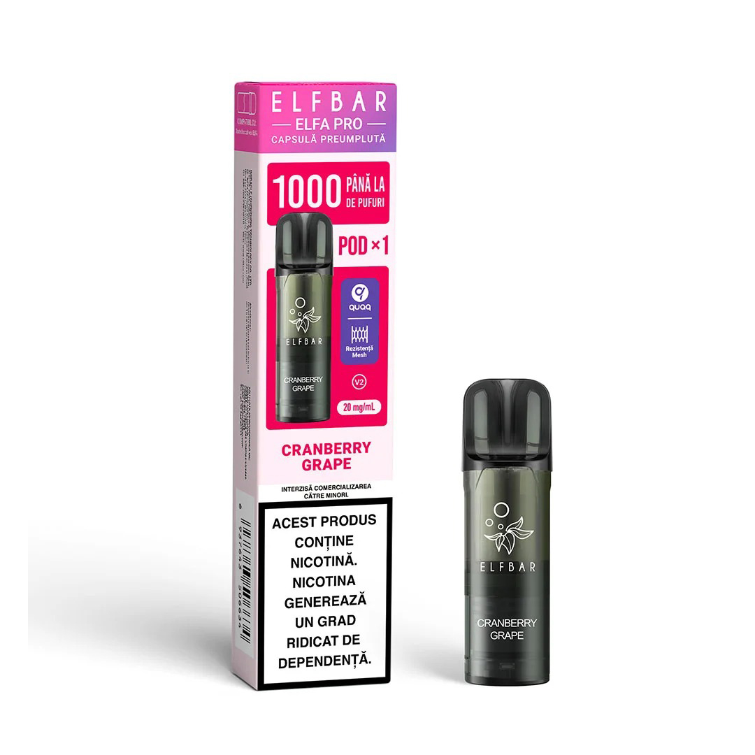 Cartus Elf Bar ELFA PRO V2, 1000 Pufuri, 20mg, Cranberry Grape [1]