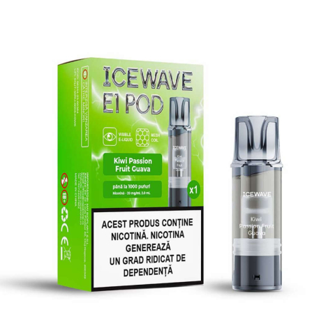 Cartuse Icewave E1 - Cartus Icewave E1, 2ml, 20mg - Kiwi Passion Fruit Guava