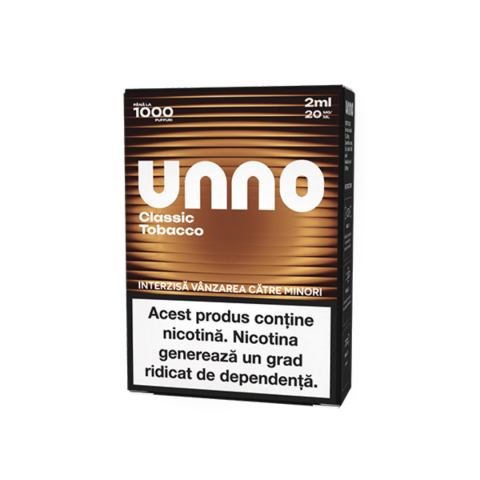 UNNO – Vape preumplut - Cartus UNNO, 1000 pufuri, 20mg - Golden Tobacco