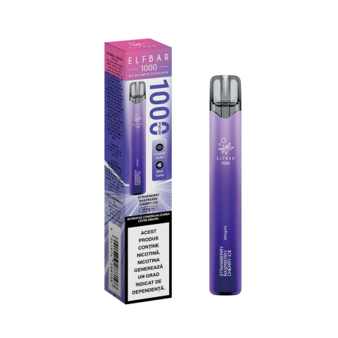 TIGARA UNICA FOLOSINTA - Elf Bar 1000 pufuri 20mg - Strawberry Raspberry Cherry Ice