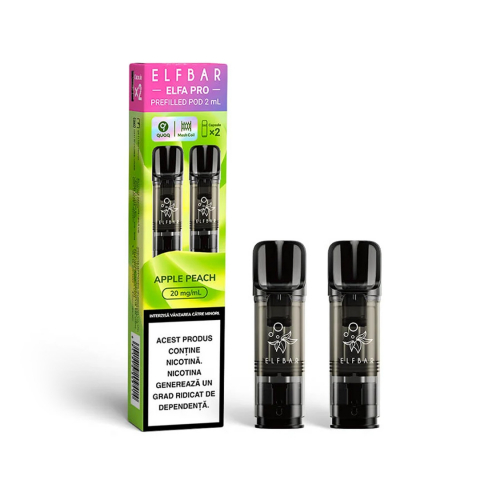 ELF BAR Elfa Pro Cartuse - Elf Bar ELFA Pro 600, Cartuse Set 2, 2% - Apple Peach