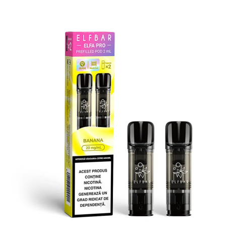 ELF BAR Elfa Pro Cartuse - Elf Bar ELFA Pro 600, Cartuse Set 2, 2% - Banana