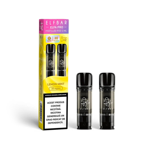 ELF BAR Elfa Pro Cartuse - Elf Bar ELFA Pro 600, Cartuse Set 2, 2% - Lemon Mint