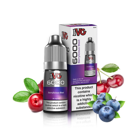 LICHIDE - IVG 6000 Nic Salts - Berrylicious Blast 20mg 10ml
