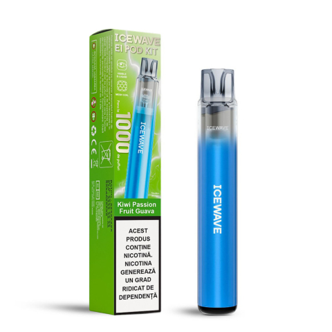 Kit-uri Icewave E1 - Kit Icewave E1, Azure Blue, 1000 pufuri, 20mg - Kiwi Passion Fruit Guava