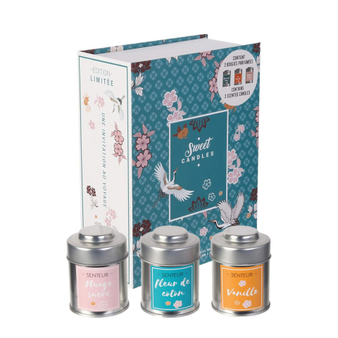 Lumânări Parfumate - Lumânări parfumate, Sweet Candles, set de 3 cu Nor Dulce, Flori de Bumbac și Vanilie, 3 buc