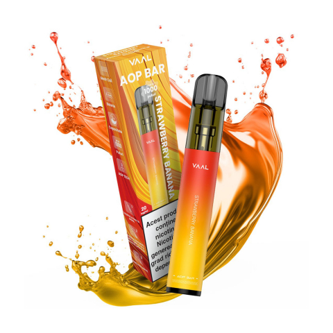 VAAL AOP 1000 - Kit Tigara Electronica VAAL AOP Bar 1000 pufuri 20mg - Strawberry Banana