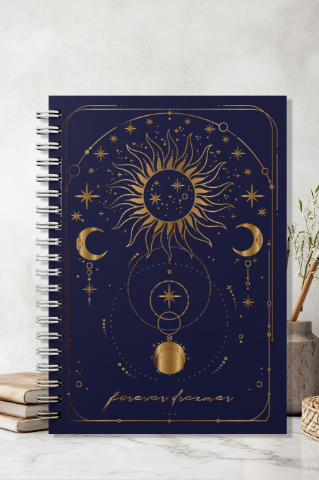 Agenda bullet journal cu folio auriu - Forever dreamer [1]