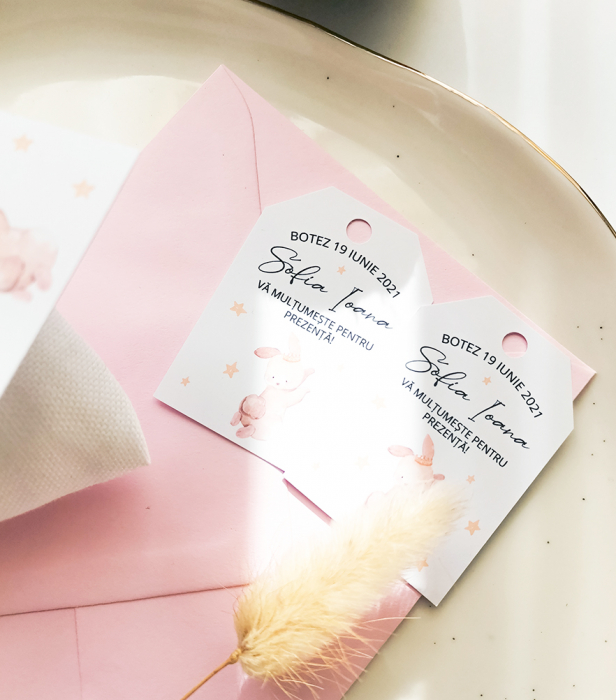 Etichete marturii de botez Pink Bunny [2]