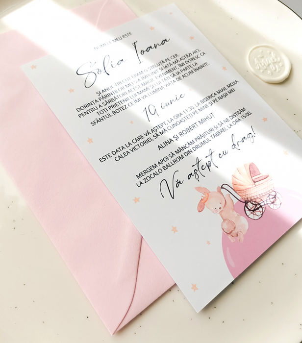 Invitatie de botez Pink Bunny [3]