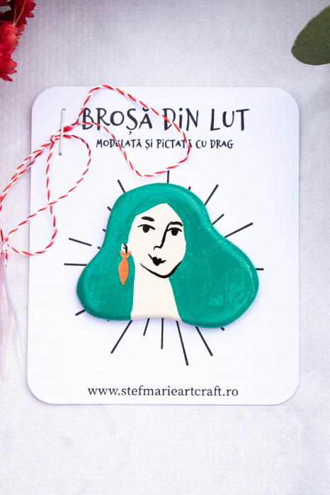 Brosa din lut Green Lady [2]