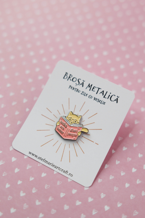Brosa metalica Books and cats [3]
