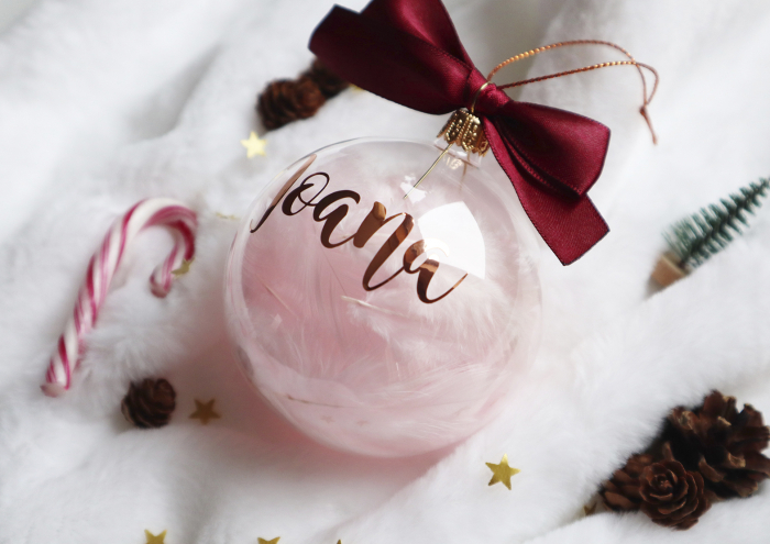 Glob de sticla personalizat cu nume - pene roz [3]