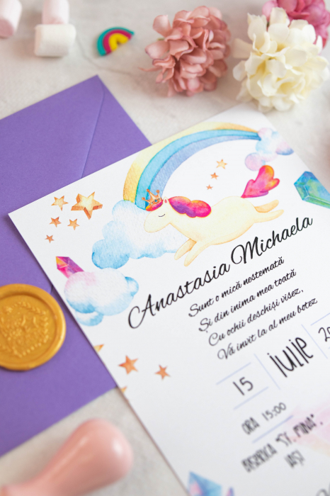 Invitatie de botez Nestemate si unicorni [3]