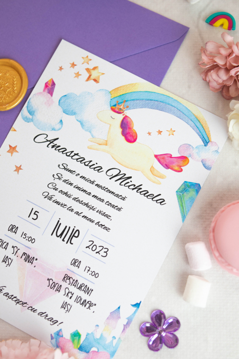 Invitatie de botez Nestemate si unicorni [4]