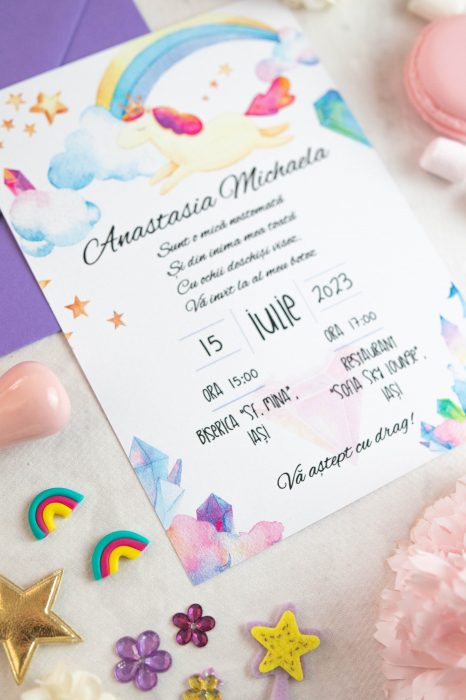Invitatie de botez Nestemate si unicorni [2]