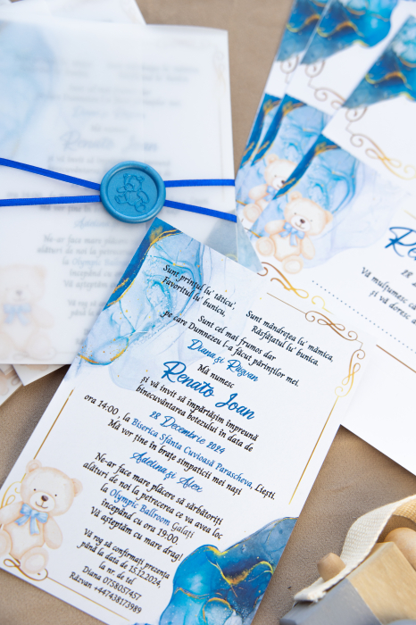 Invitatie de botez Marble teddy [1]