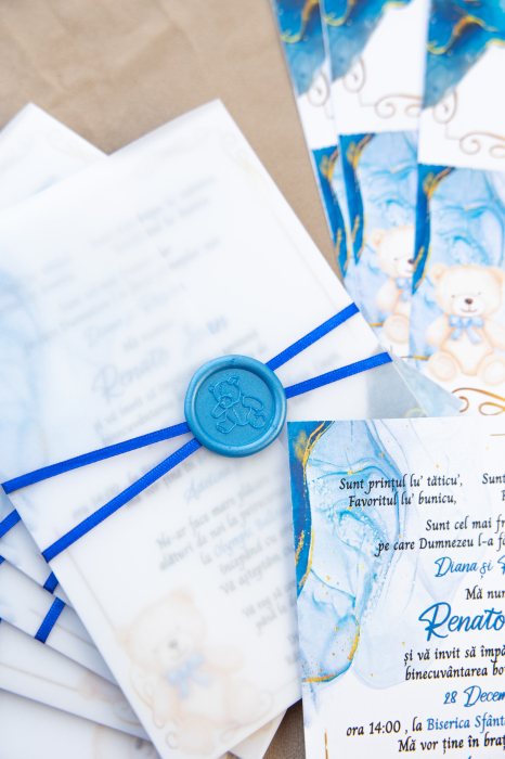 Invitatie de botez Marble teddy [3]