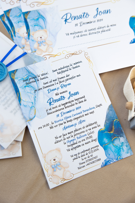 Invitatie de botez Marble teddy [2]