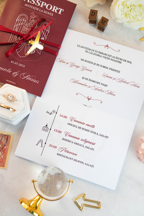 Invitatie de nunta Pasaport visiniu [6]