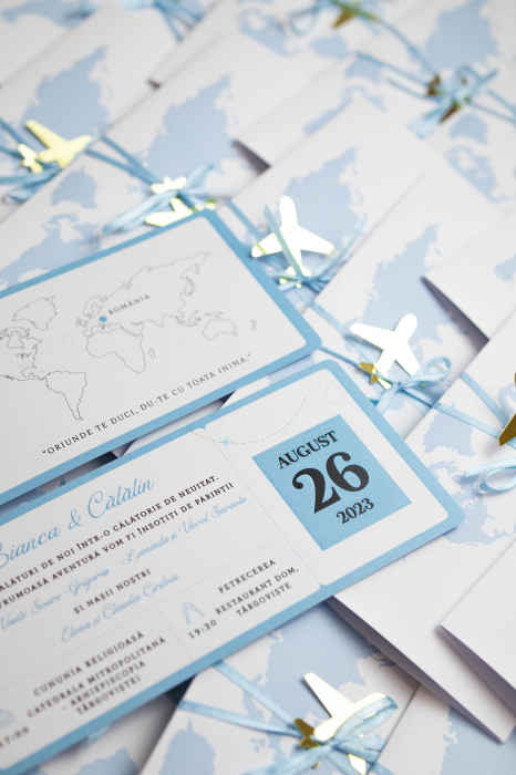 Invitatie de nunta Tichet de imbarcare bleu [8]