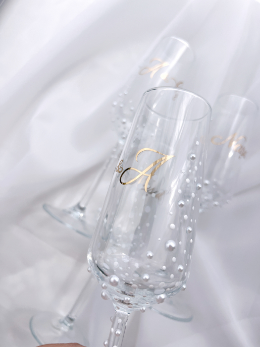 Set de 2 pahare miri personalizate, cu perle [2]