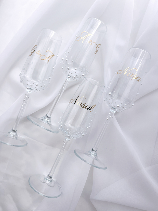 Set de 2 pahare miri personalizate, cu perle [3]