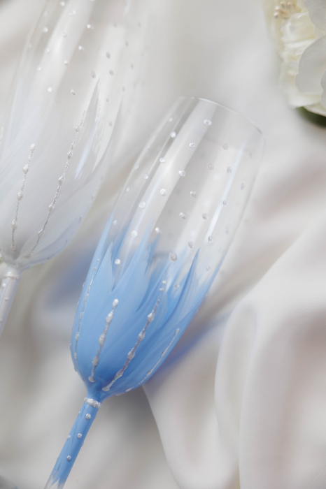 Set de 2 pahare pictate - bleu si alb [3]