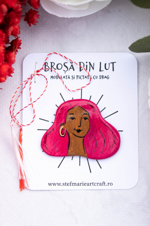 Brosa din lut Magenta Lady [2]