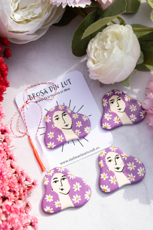 Pin-uri metalice - Brosa din lut Violet Lady