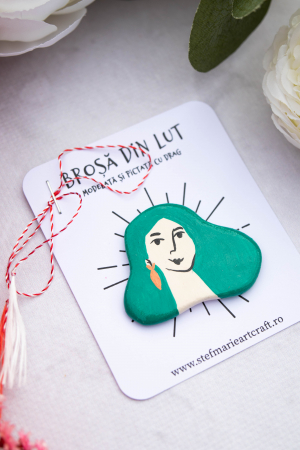 Brosa din lut Green Lady [2]