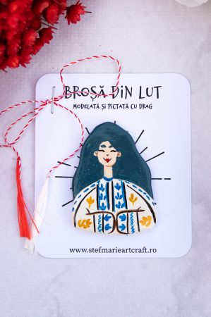 Brosa din lut Tarancuta cu par albastru [1]
