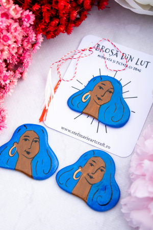 Pin-uri metalice - Brosa din lut Blue Lady