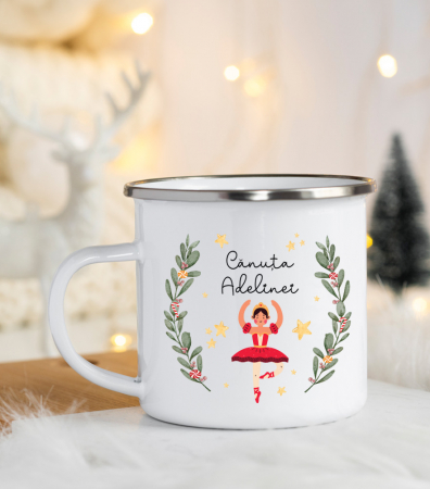 Căni de Crăciun - Cana emailata Ballerina