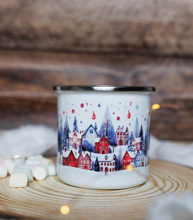 Căni de Crăciun - Cana emailata Orasul de gheata