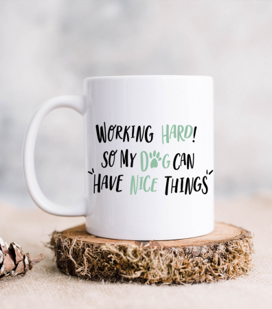Căni ceramică - Cana Working hard for my dog - Green