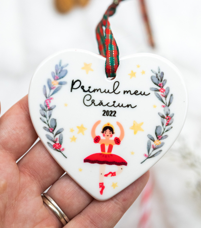 CRĂCIUN 2026 - Decoratiune inimioara din ceramica - Balerina