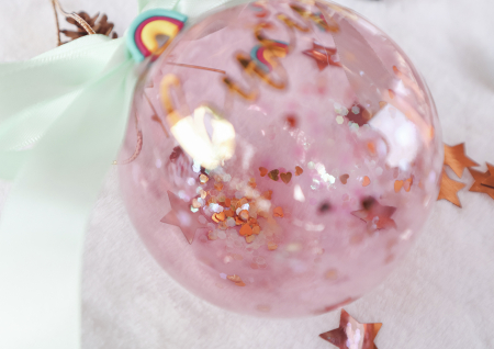 Glob de sticla roz diafan cu curcubeu - Bucurie [4]