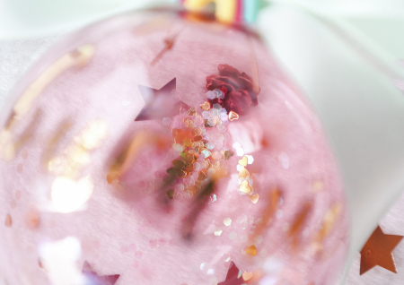 Glob de sticla roz diafan cu curcubeu - Bucurie [2]