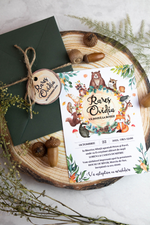 Colecții - Invitatie de botez Animalele padurii