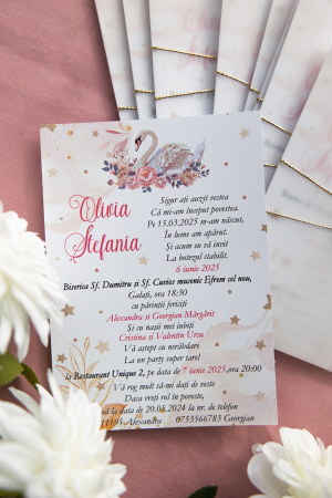 Colecția Nestemate și unicorni - Invitatie de botez Lacul lebedelor