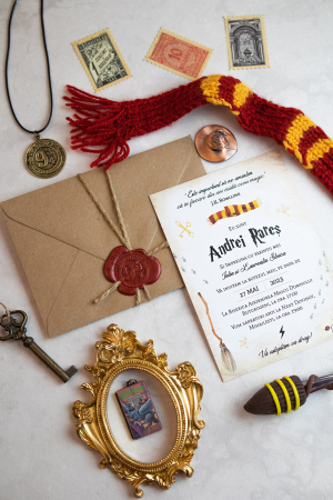Colecția Nestemate și unicorni - Invitatie de botez Magic wizard
