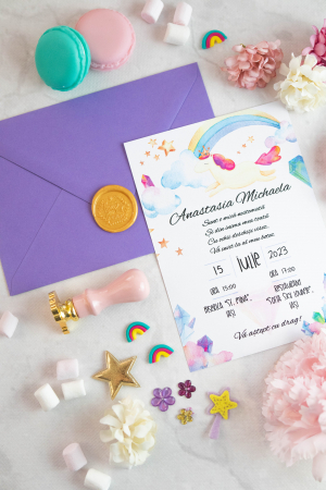 Invitații de botez - Invitatie de botez Nestemate si unicorni