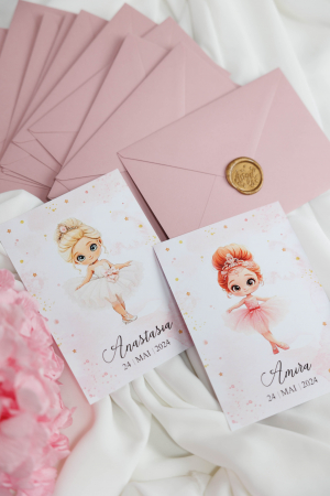 Colecția Nestemate și unicorni - Invitatie de botez Ballerina